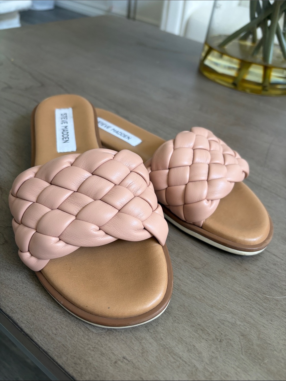 Steve Madden Pink Braided Slide Sandals